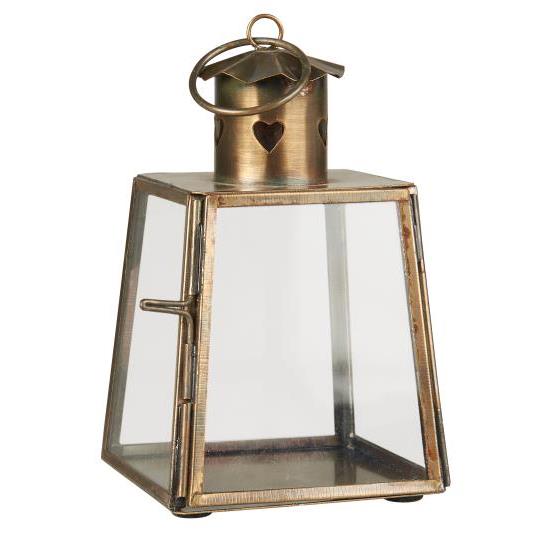 Small Brass & Glass Lantern | 12cm | Hearts - Thedanes.co.uk - Creative & Sustainable Living The Scandinavian Way