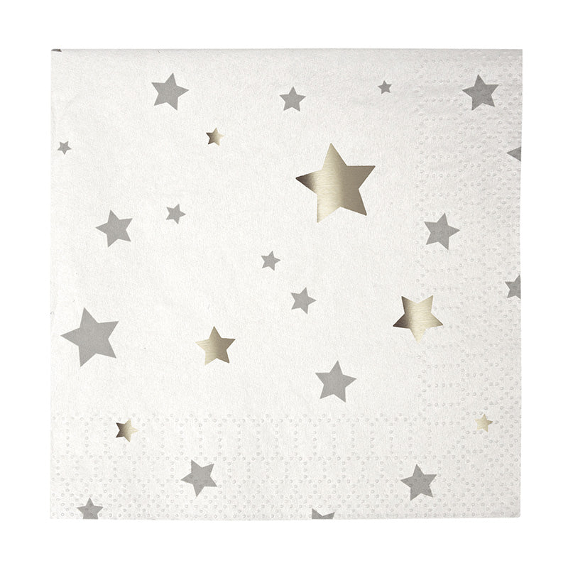 Metallic Star Cocktail Paper Napkins | 25 x 25cm Gold or Silver - Thedanes.co.uk - Creative & Sustainable Living The Scandinavian Way