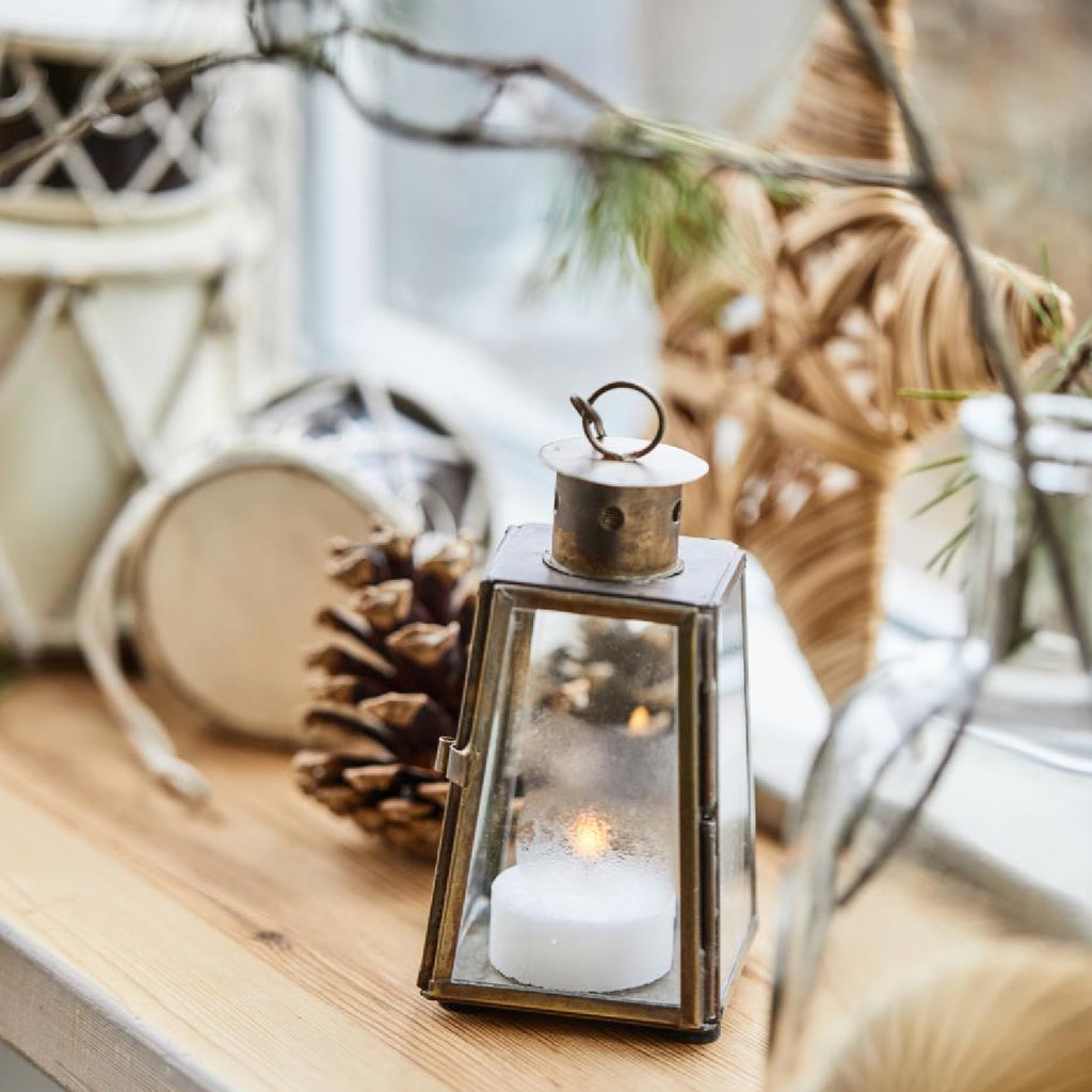 Small Tealight Metal & Glass Lantern | 12cm - Thedanes.co.uk - Creative & Sustainable Living The Scandinavian Way