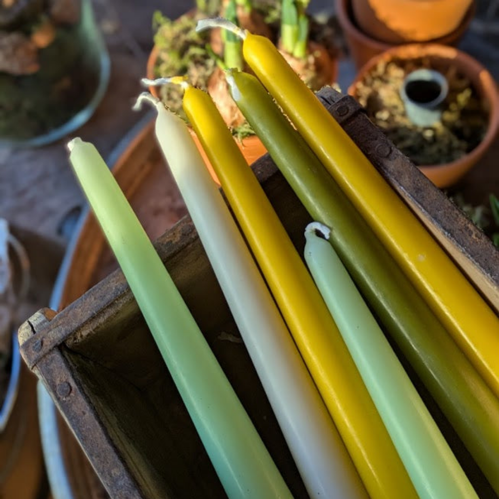 8 Tapered Dinner Candles | Spring Colour Mix - Green & Yellow - Thedanes.co.uk - Creative & Sustainable Living The Scandinavian Way