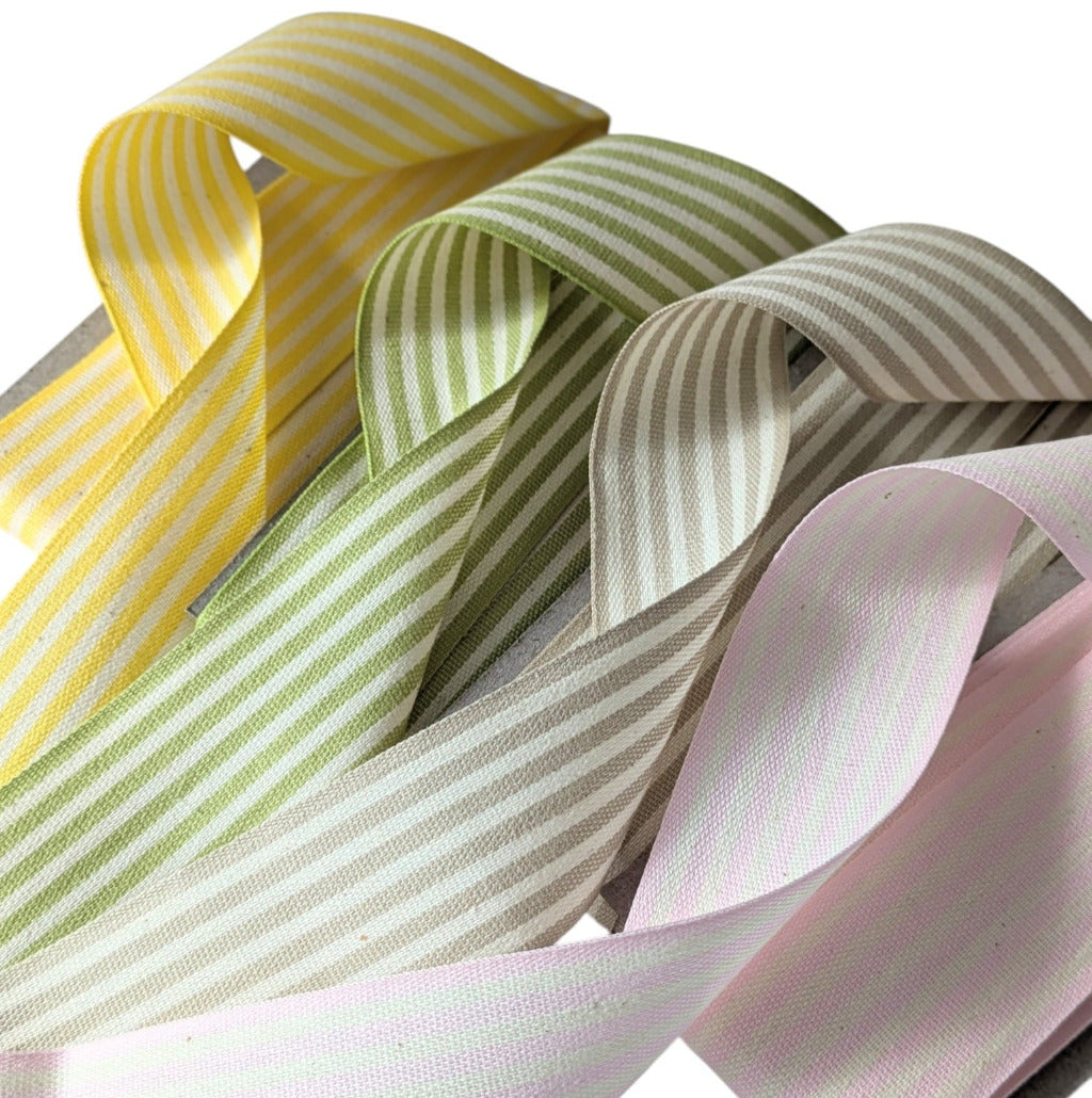 Striped Cotton Ribbon 35mm x 3Mtr | 4 Pastel Colours - Thedanes.co.uk - Creative & Sustainable Living The Scandinavian Way