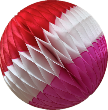 Red, White & Hot Pink Honeycomb Paper Ball