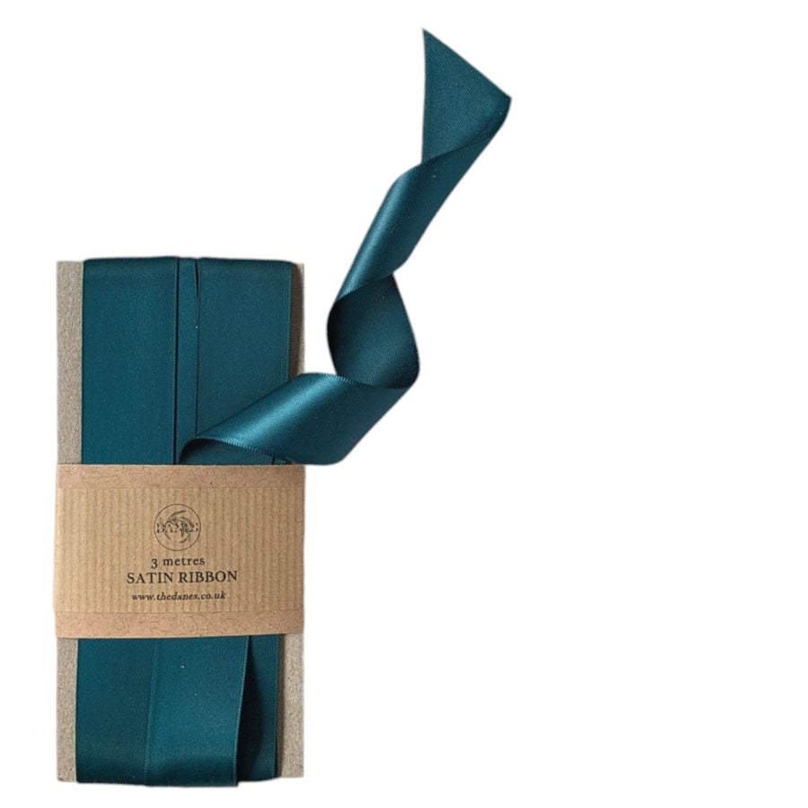 Teal Blue Luxury Double Faced Satin Silk Ribbon | 25mm x 3M - Thedanes.co.uk - Creative & Sustainable Living The Scandinavian Way