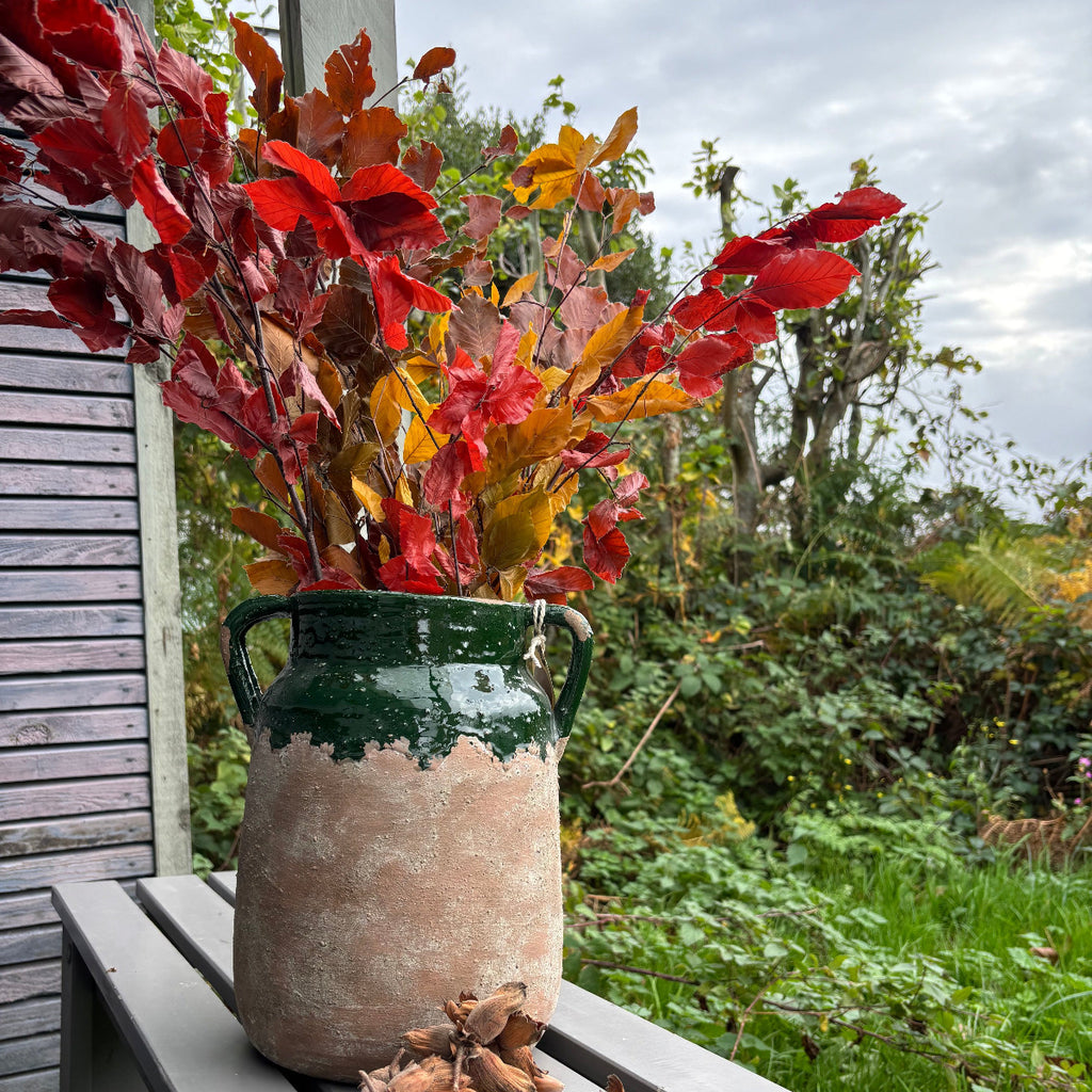 Green Glaze Terracotta Urn Vase | 27cm - Thedanes.co.uk - Creative & Sustainable Living The Scandinavian Way