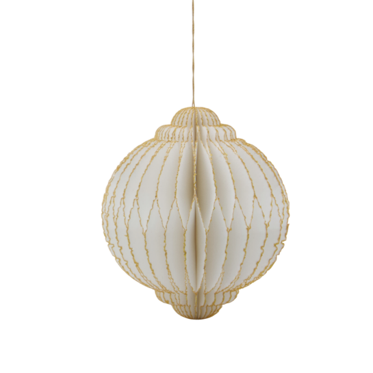 White With Gold Edge Paper Christmas Bauble 