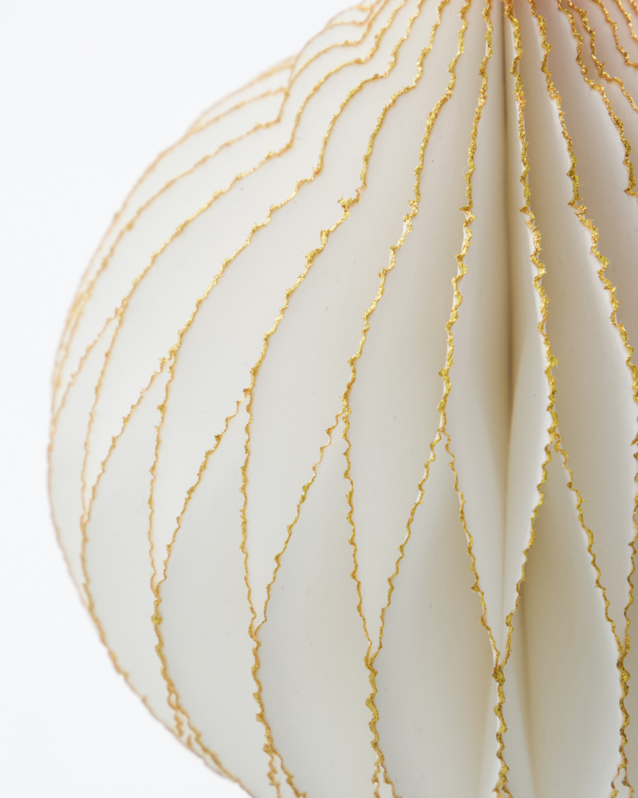 White With Gold Edge Paper Christmas Bauble Ornaments