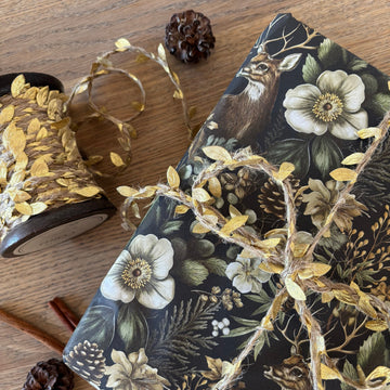 Winter Deer & Foliage Christmas Gift Wrapping Paper | 3M Roll | Recyclable - Thedanes.co.uk - Creative & Sustainable Living The Scandinavian Way