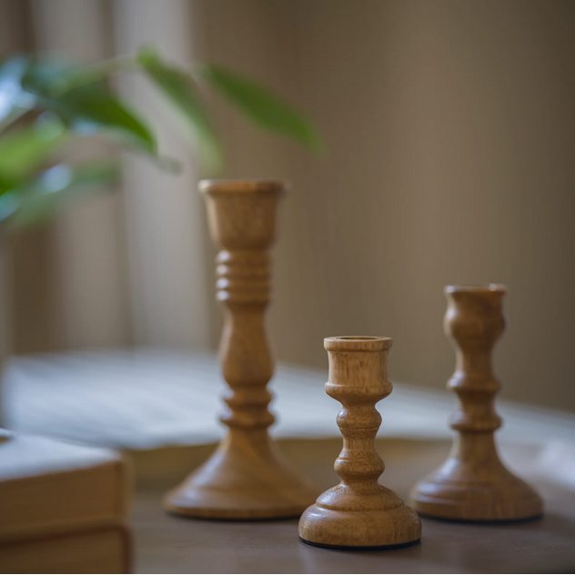 Wooden Set of 3 Chime Candleholders with Candles | Gift Set - Thedanes.co.uk - Creative & Sustainable Living The Scandinavian Way