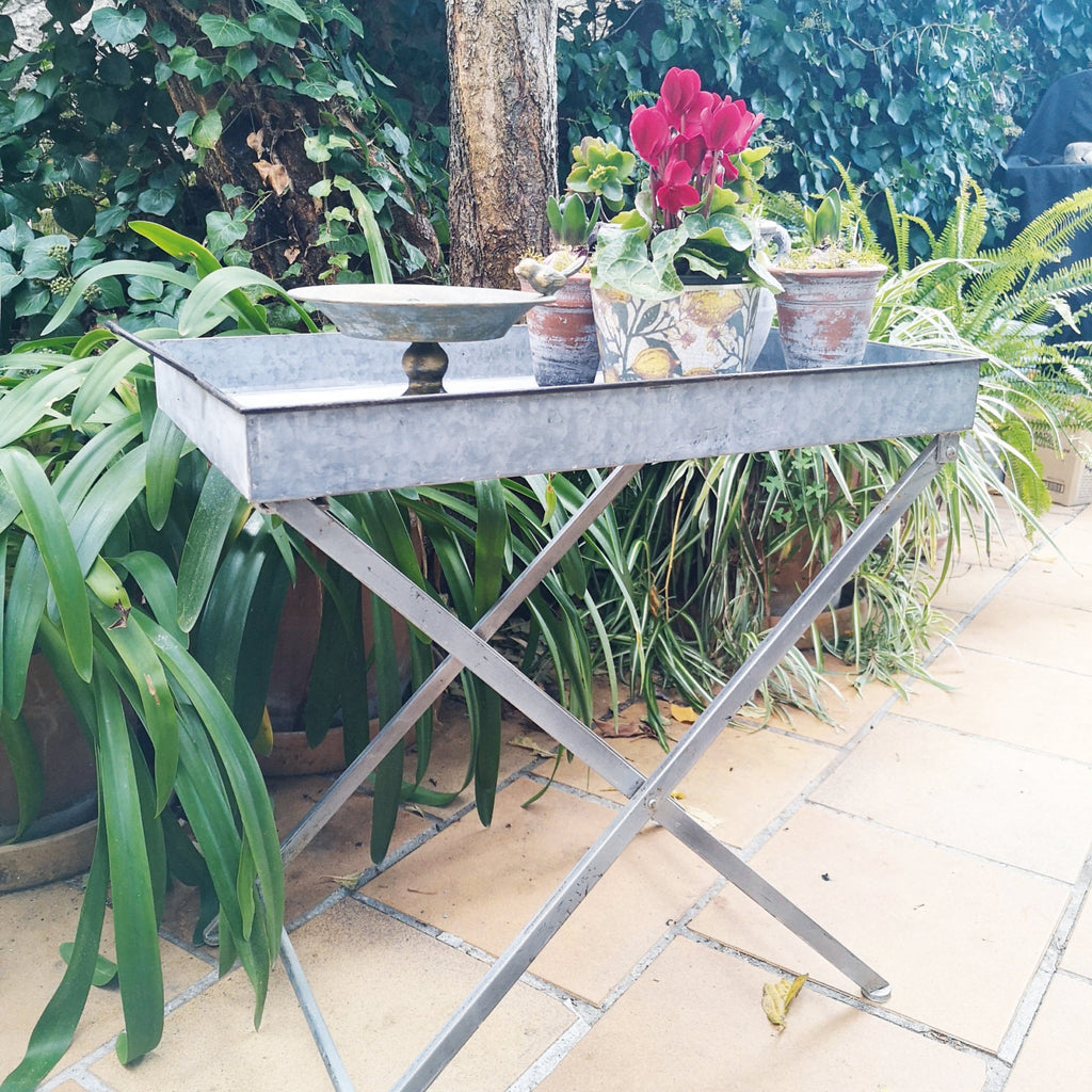 Foldable Zinc Garden Tray Table With Handles - Thedanes.co.uk - Creative & Sustainable Living The Scandinavian Way