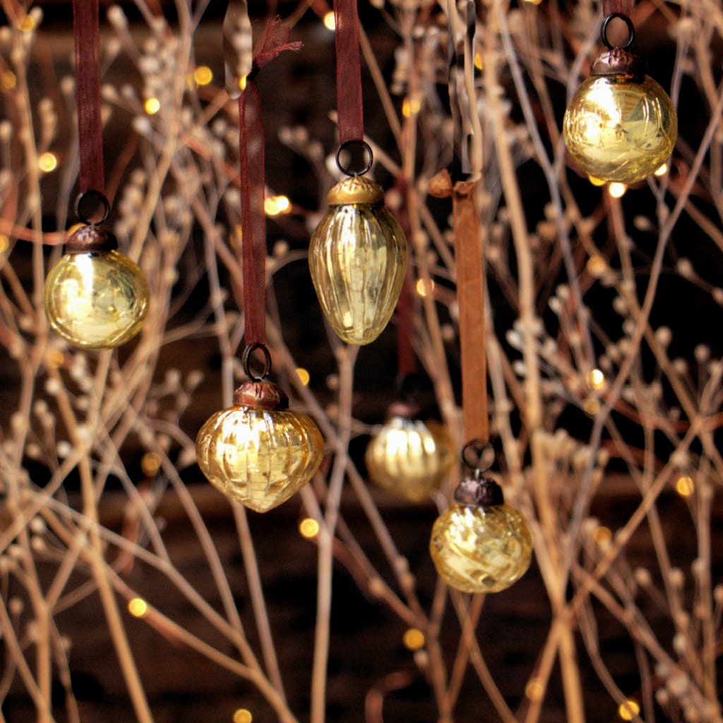 Fair Trade Gold Antique Glass Baubles Decorations - Thedanes.co.uk - Creative & Sustainable Living The Scandinavian Way
