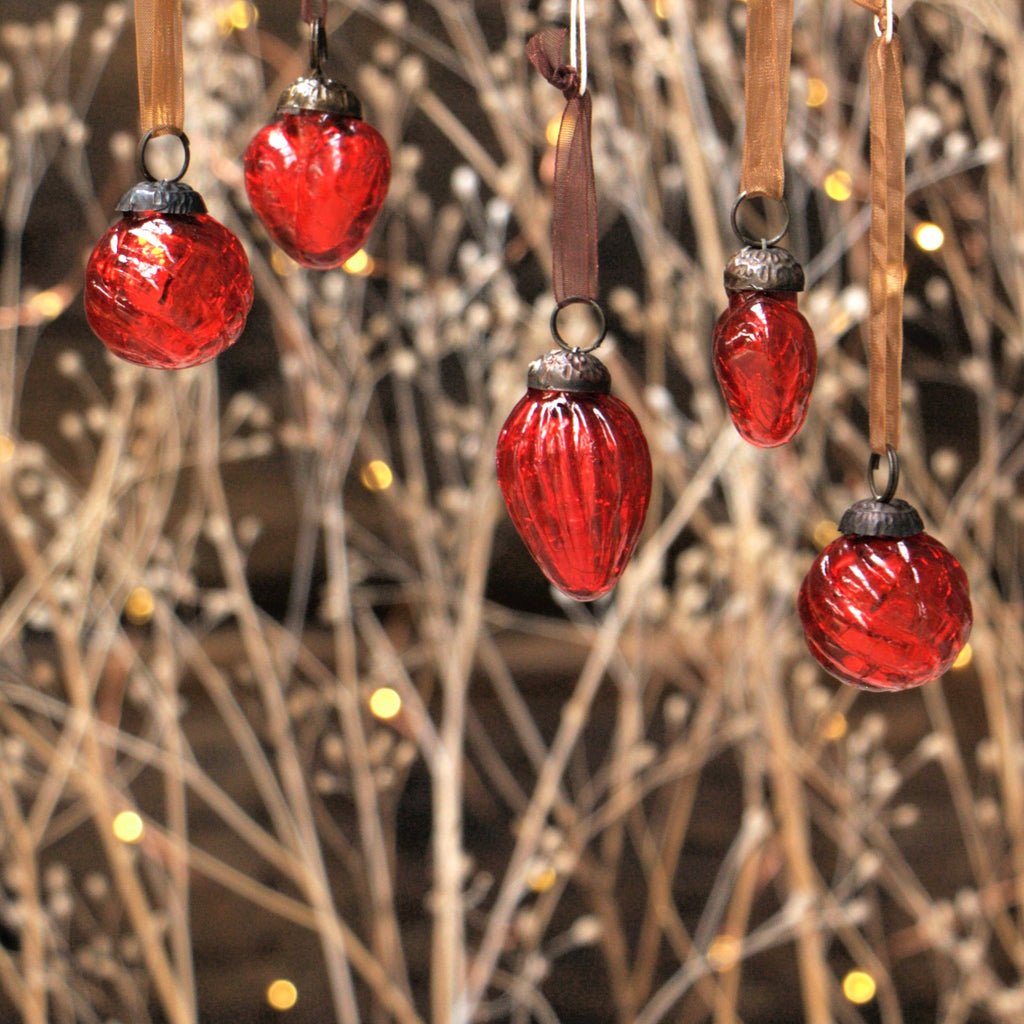 Red Antique Fair Trade Glass Baubles Decorations | Set of 6 - Thedanes.co.uk - Creative & Sustainable Living The Scandinavian Way