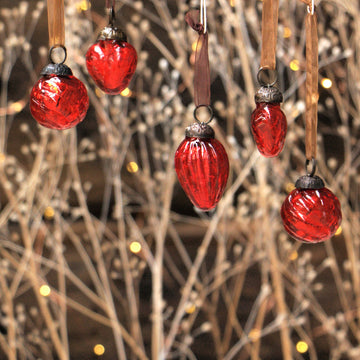 Red Antique Fair Trade Glass Baubles Decorations - The Danes