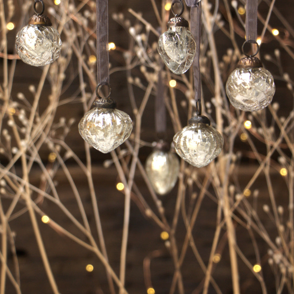 Silver Antique Fair Trade Glass Baubles Decorations | Set of 6 - Thedanes.co.uk - Creative & Sustainable Living The Scandinavian Way