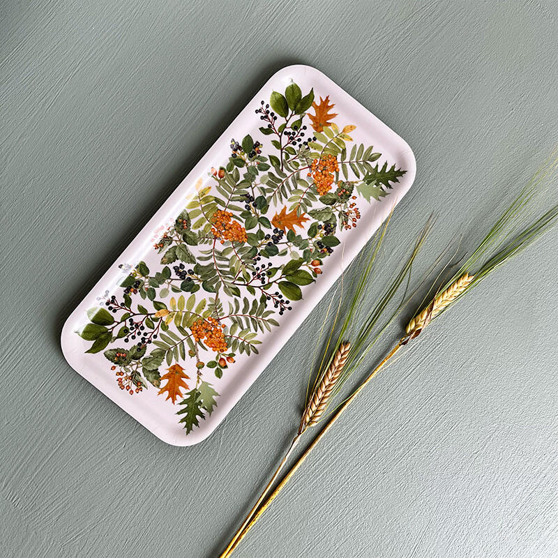 Scandinavian Birch Veneer Tray | Autumn Berries & Foliage 32cm