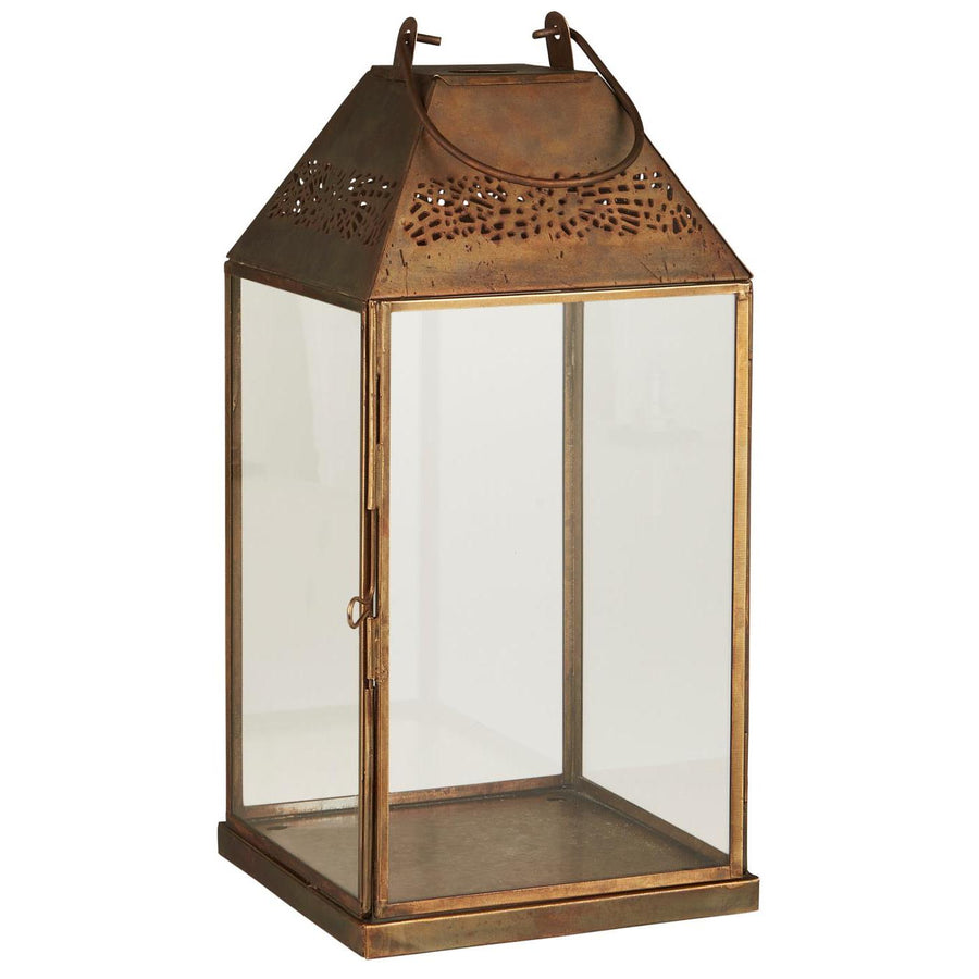 Brass Glass Lantern w/ Pattern Roof | Scandi Hygge Gift - Thedanes.co.uk - Creative & Sustainable Living The Scandinavian Way