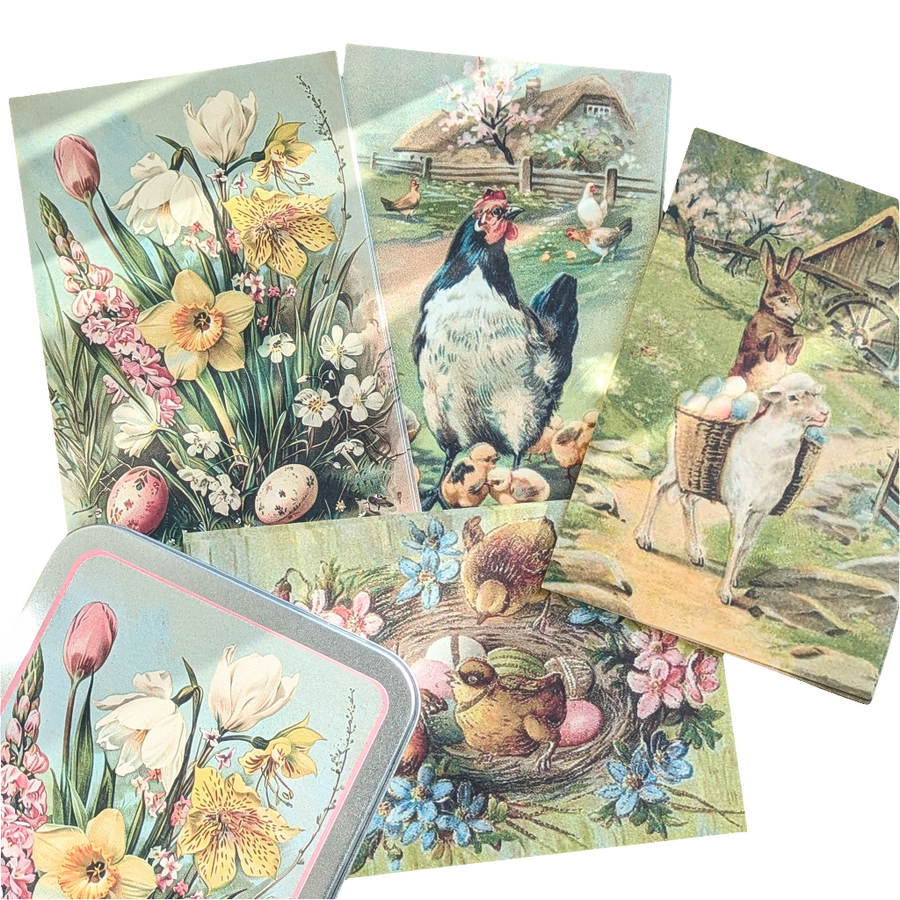 20 Postcard In A Tin | Vintage Easter - Thedanes.co.uk - Creative & Sustainable Living The Scandinavian Way