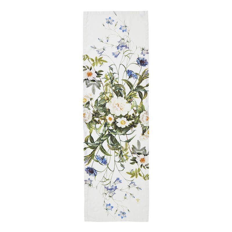 Linen Table Runner - Blue Flower Garden | 145cmTable Runner by The Danes