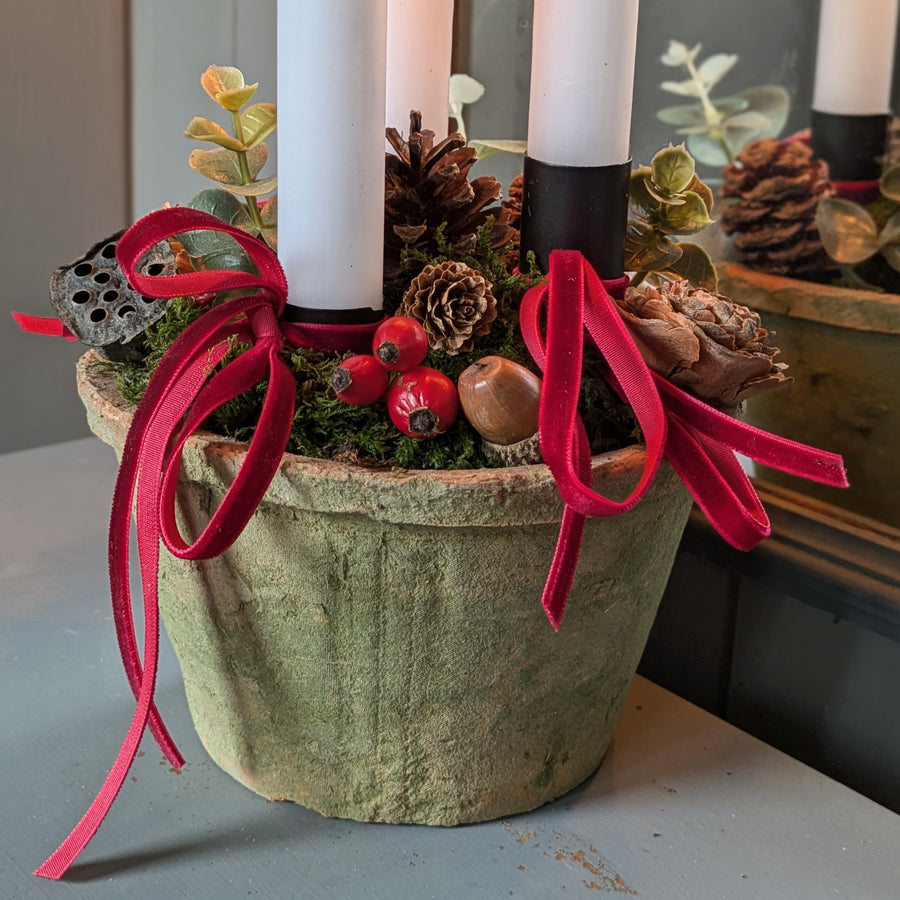 Seasonal Scandi Terracotta Pot With Candles | Gift Set - Thedanes.co.uk - Creative & Sustainable Living The Scandinavian Way