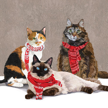 Winter Scarf Cats Cocktail Paper Napkins | 24 x 24cm - Thedanes.co.uk - Creative & Sustainable Living The Scandinavian Way