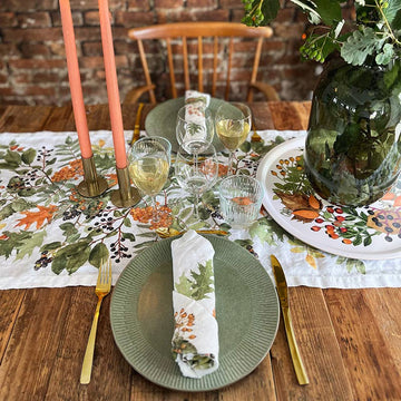 Linen Table Runner - Autumn Foliage & Berries | 145cm - Thedanes.co.uk - Creative & Sustainable Living The Scandinavian Way