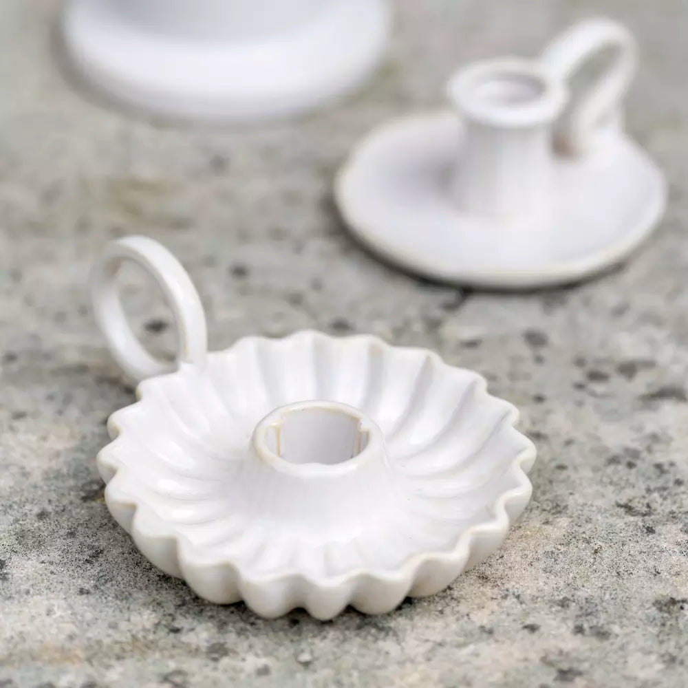 Ceramic Scalloped Wee Willie Winkie Candle Holder - Thedanes.co.uk - Creative & Sustainable Living The Scandinavian Way