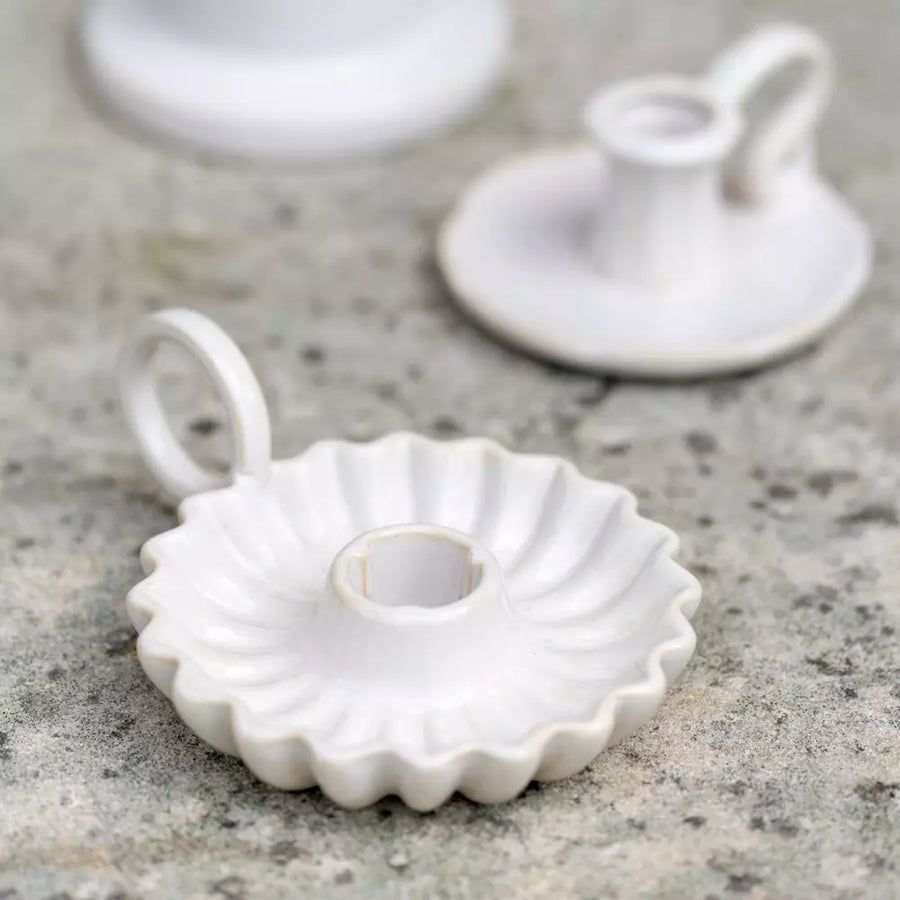 Ceramic Scalloped Wee Willie Winkie Candle Holder - Thedanes.co.uk - Creative & Sustainable Living The Scandinavian Way
