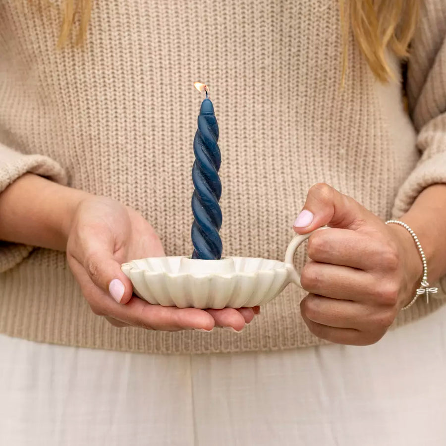 Ceramic Scalloped Wee Willie Winkie Candle Holder - Thedanes.co.uk - Creative & Sustainable Living The Scandinavian Way
