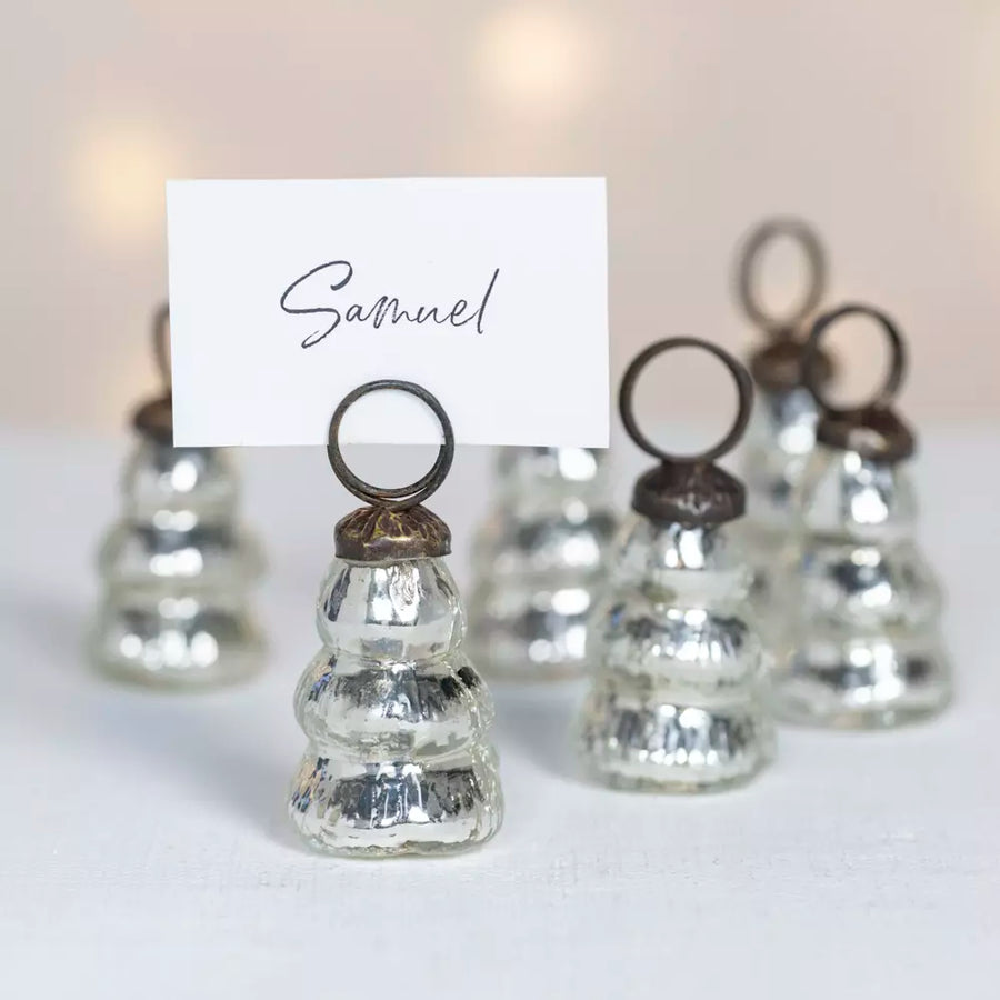 Christmas Tree Name Place Holder Silver | Bag of 6