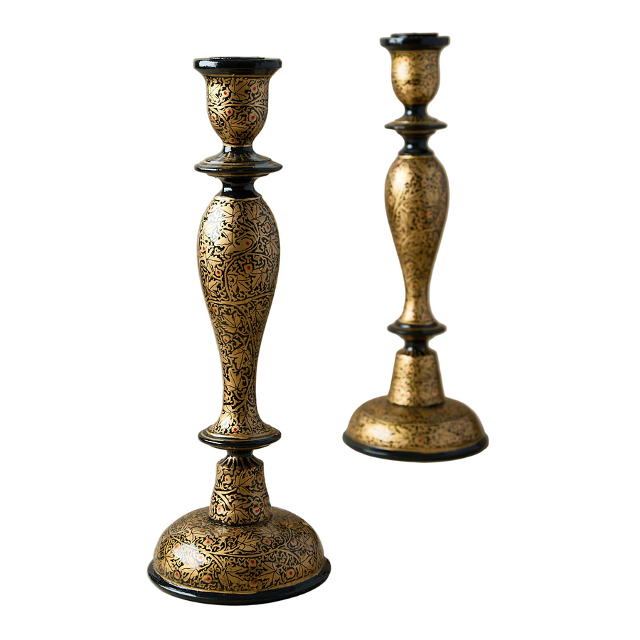 Kashmir Wooden Candle Stick Holder 12