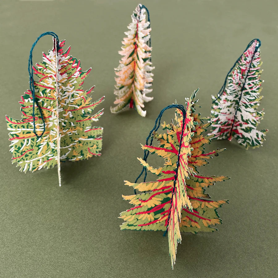 Festive Christmas Tree Paper Decorations | Pack of 4