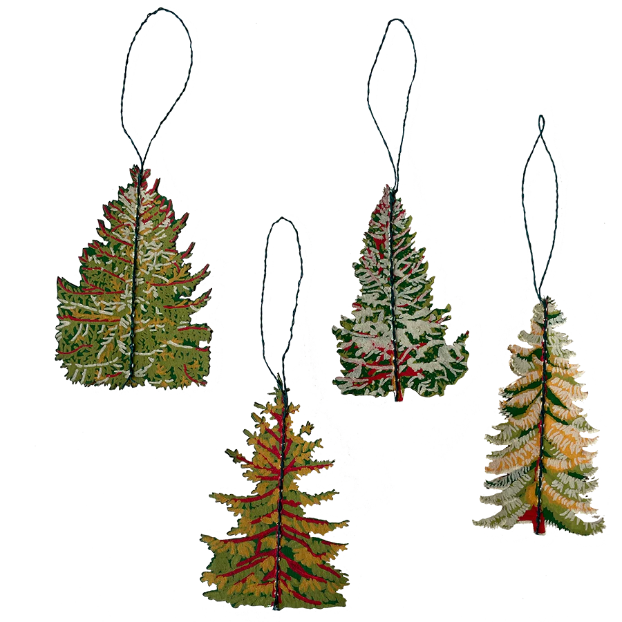 Festive Christmas Tree Paper Decorations | Pack of 4