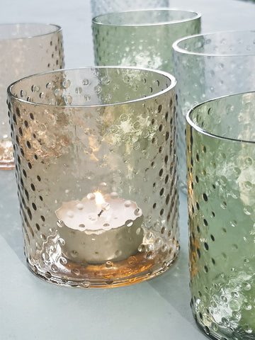 Handblown Bubble Glass Votive Tea Light | Vintage Pink | 7x8cm - Thedanes.co.uk - Creative & Sustainable Living The Scandinavian Way
