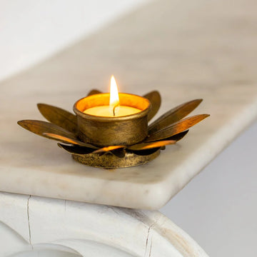 Aztec Antique Gold Leaf Tealight Votive - Thedanes.co.uk - Creative & Sustainable Living The Scandinavian Way
