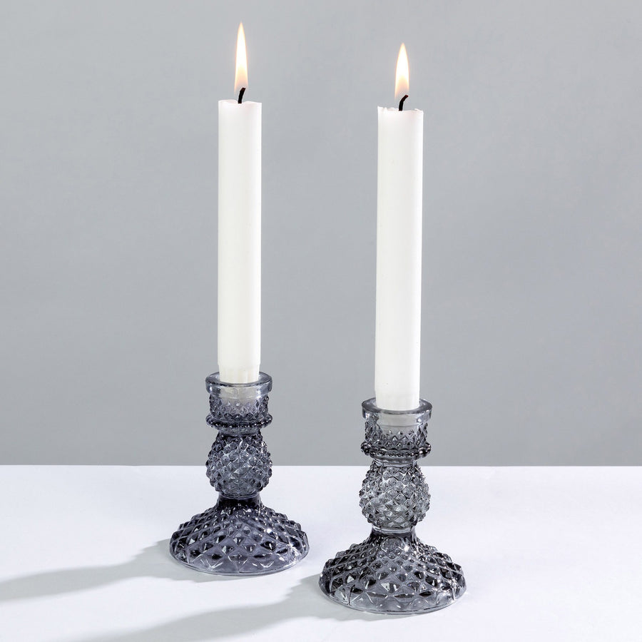 Pressed Glass Footed Candlestick - 10cm, 2 colours