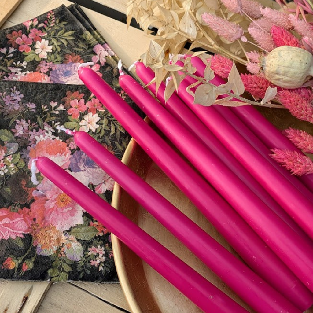 8 Hot Pink Tapered Dinner Candles - Thedanes.co.uk - Creative & Sustainable Living The Scandinavian Way