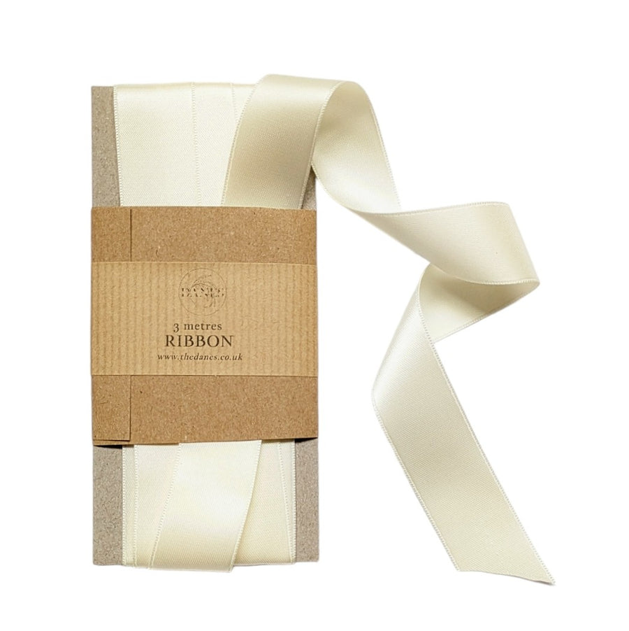 Ivory Luxury Double Faced Satin Silk Ribbon | 25mm x 3M - Thedanes.co.uk - Creative & Sustainable Living The Scandinavian Way