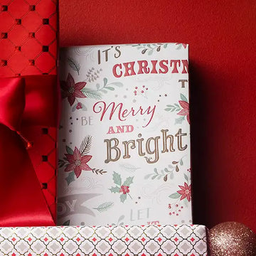 Merry & Bright Christmas Gift Wrapping Paper | 3M Roll | Recyclable - Thedanes.co.uk - Creative & Sustainable Living The Scandinavian Way