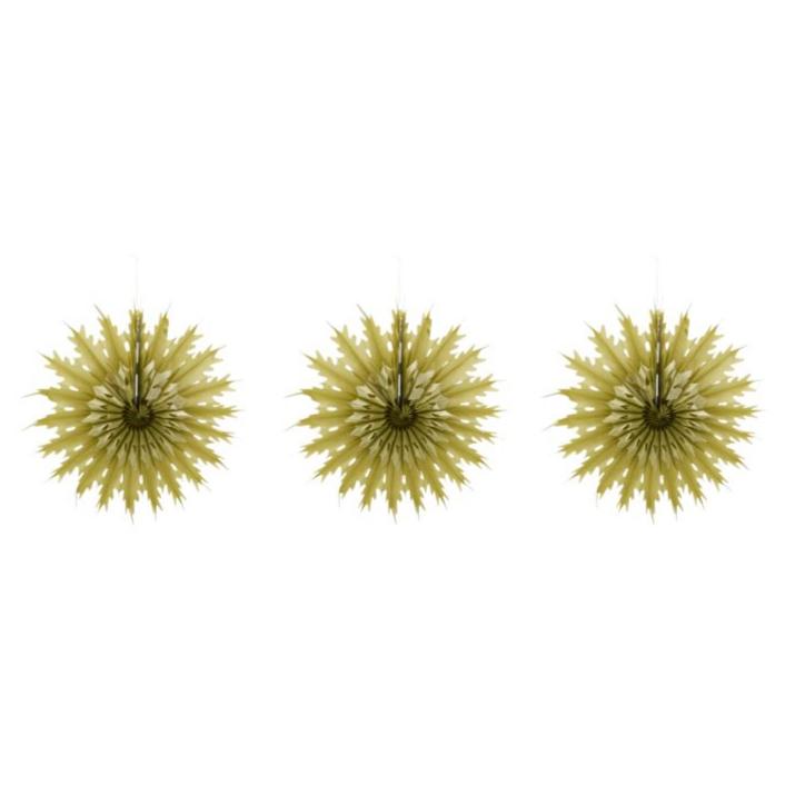 3 Metallic Gold Tissue Paper Star Fans | 2 Sizes - Thedanes.co.uk - Creative & Sustainable Living The Scandinavian Way