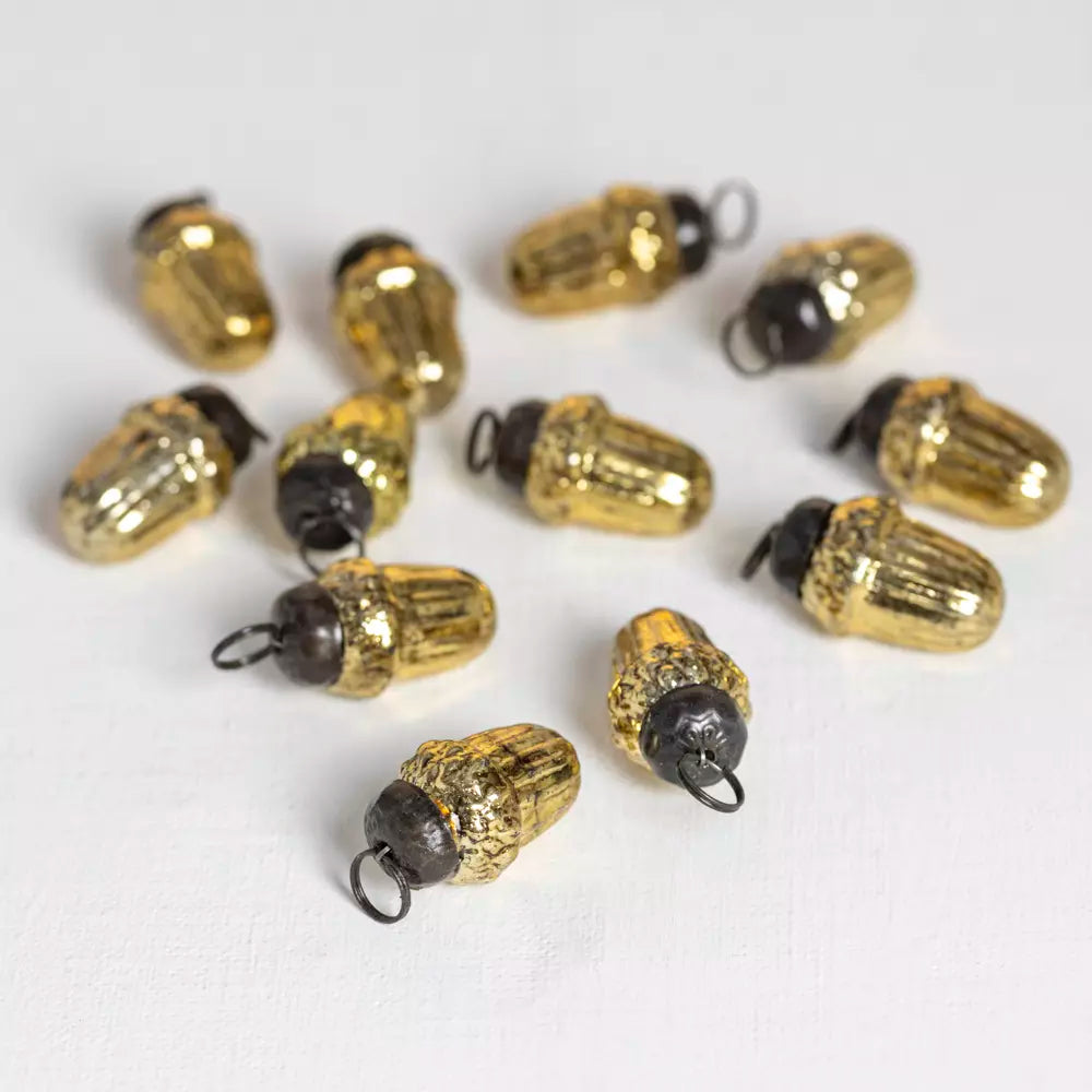 Gold Acorn Mini Glass Decorations | Bag of 10 - Thedanes.co.uk - Creative & Sustainable Living The Scandinavian Way