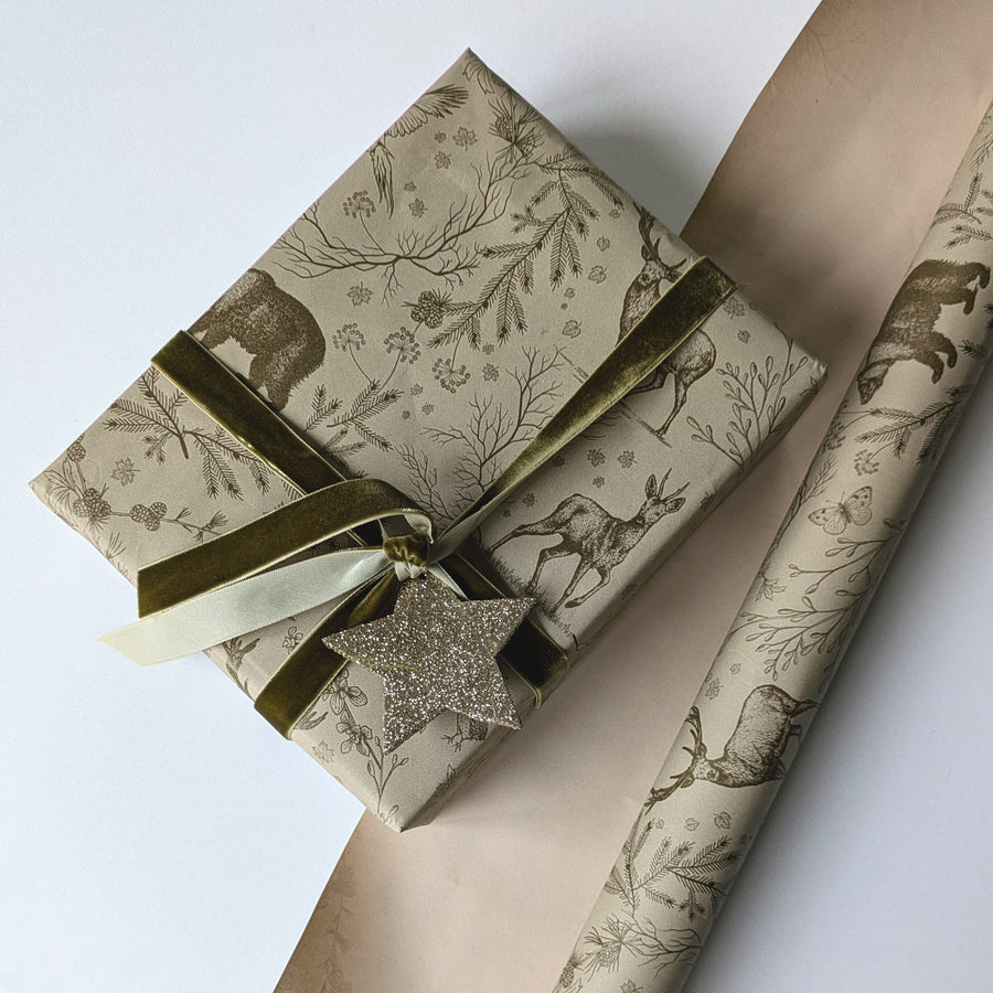 Noble Nordic Forest & Creatures Christmas Wrapping Paper, 3M FSC & Recyclable - Thedanes.co.uk - Creative & Sustainable Living The Scandinavian Way