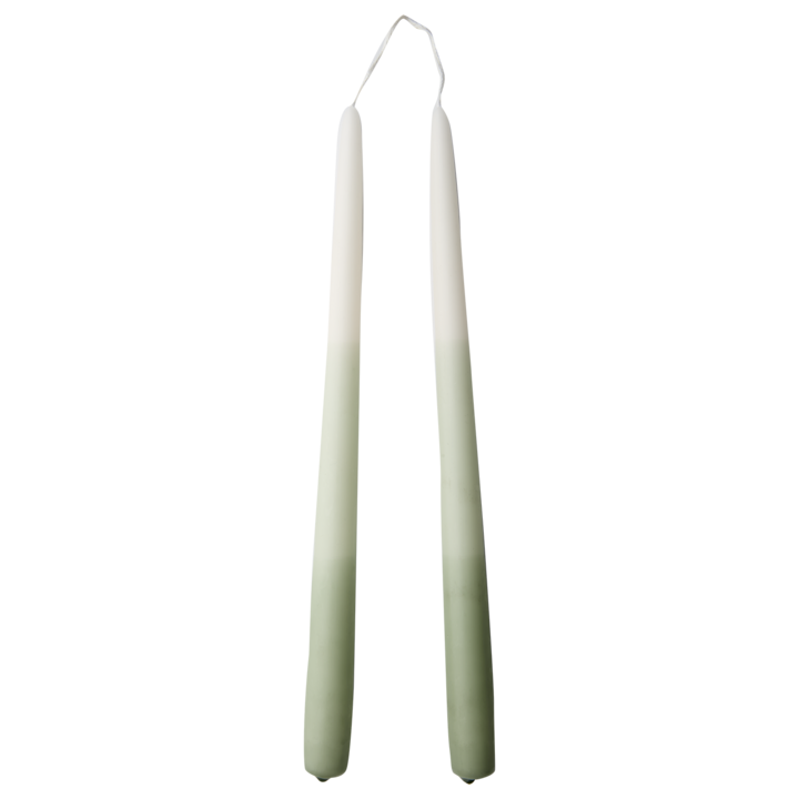2 Tapered Dinner Candles | Green & Ivory Ombre - Thedanes.co.uk - Creative & Sustainable Living The Scandinavian Way