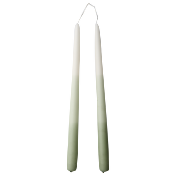 2 Tapered Dinner Candles | Green & Ivory Ombre - Thedanes.co.uk - Creative & Sustainable Living The Scandinavian Way