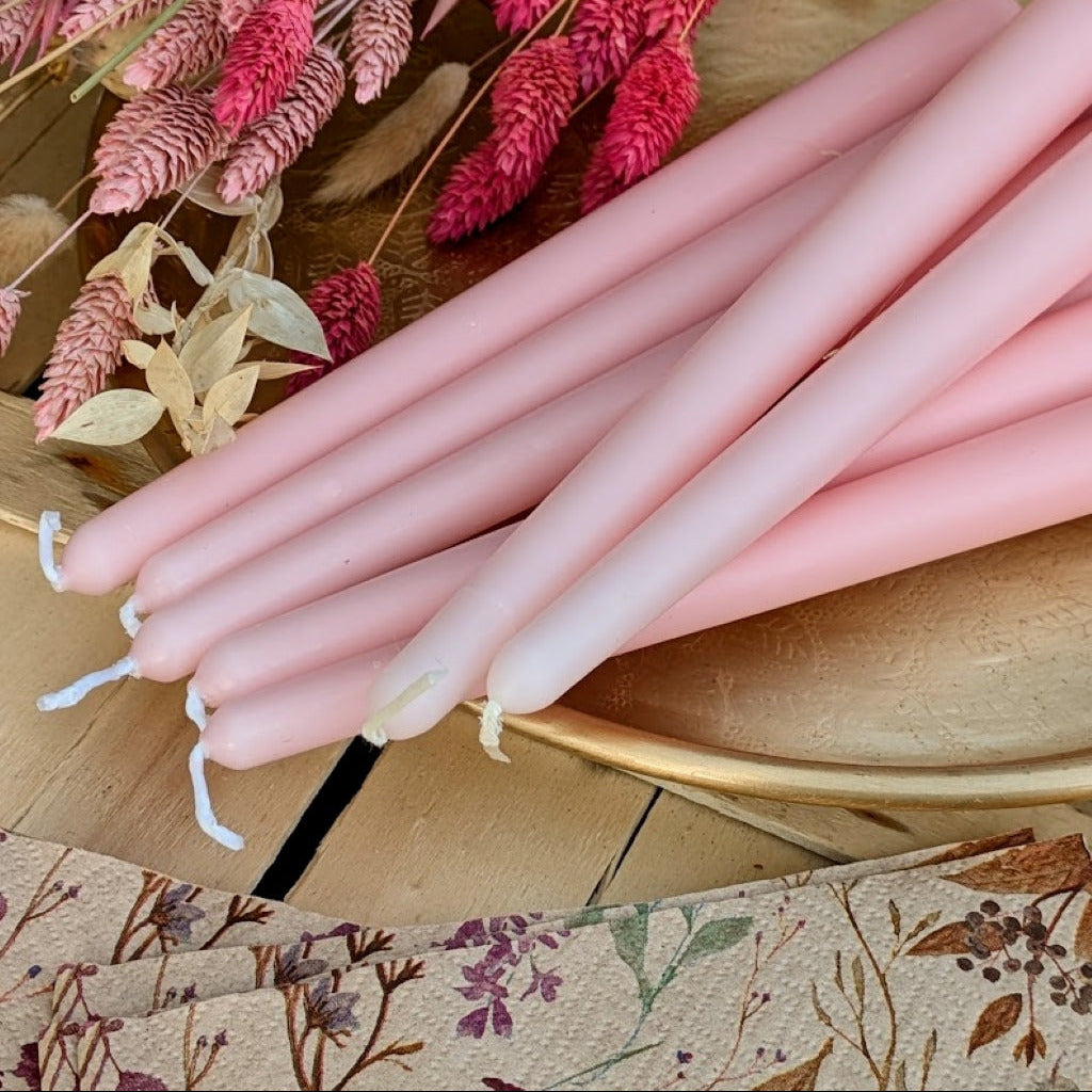 8 Baby Pink Tapered Dinner Candles - Thedanes.co.uk - Creative & Sustainable Living The Scandinavian Way