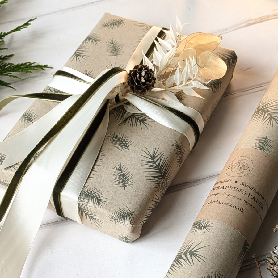 Pine Cone Kraft Wrapping Paper - 3m, 100% Eco Friendly - Thedanes.co.uk - Creative & Sustainable Living The Scandinavian Way