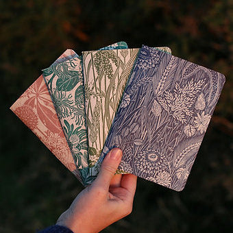 Pocket Note Books | Set of 4 | Lino Print By Isla Middleton - Thedanes.co.uk - Creative & Sustainable Living The Scandinavian Way