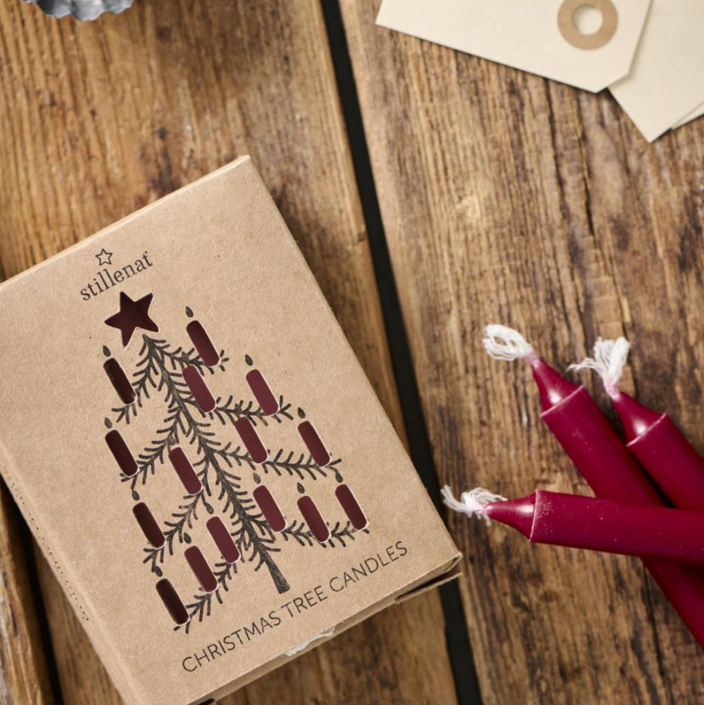 12 x Red Christmas Tree Chime Candles | Nordic Swan Eco-label - Thedanes.co.uk - Creative & Sustainable Living The Scandinavian Way