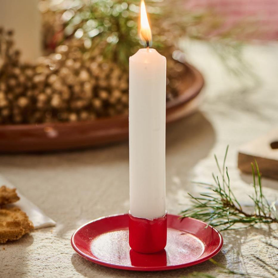 Red Enamel Candle Holder - Thedanes.co.uk - Creative & Sustainable Living The Scandinavian Way