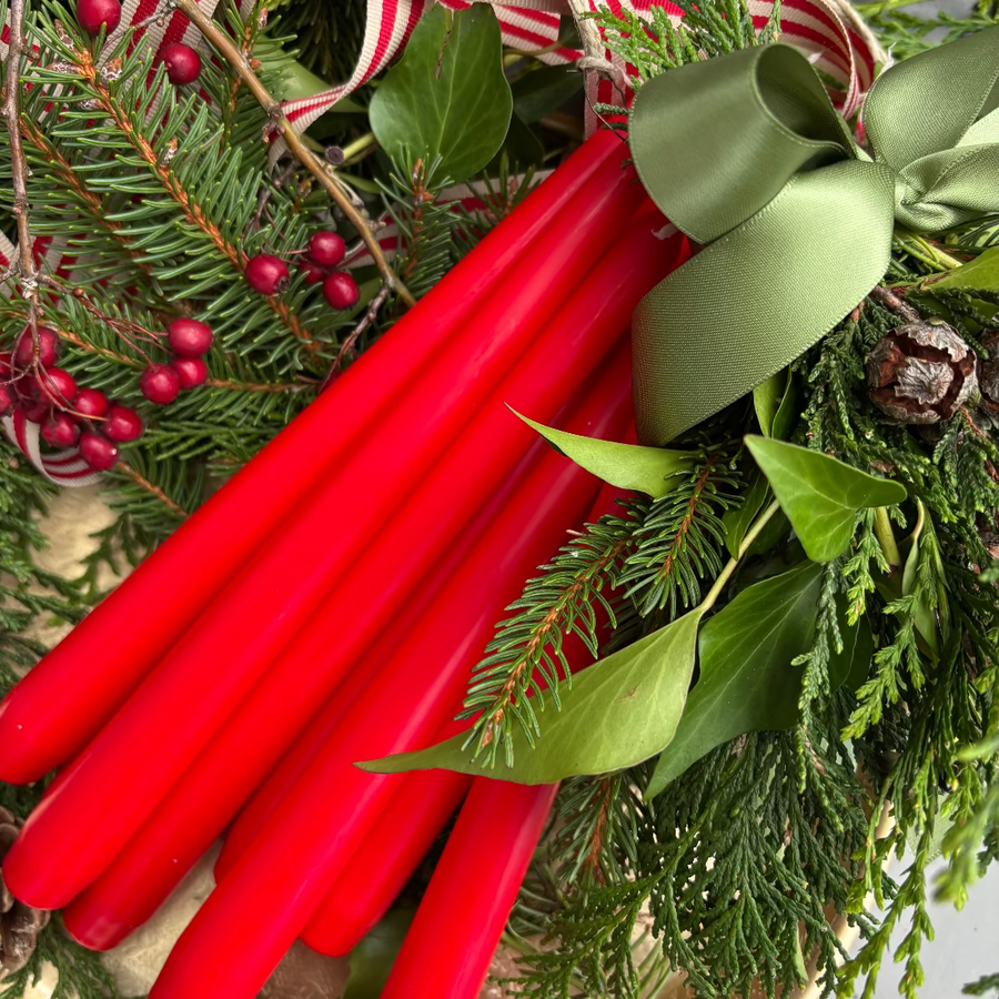 8 Red Tapered Dinner Candles | Scandi Christmas - Thedanes.co.uk - Creative & Sustainable Living The Scandinavian Way
