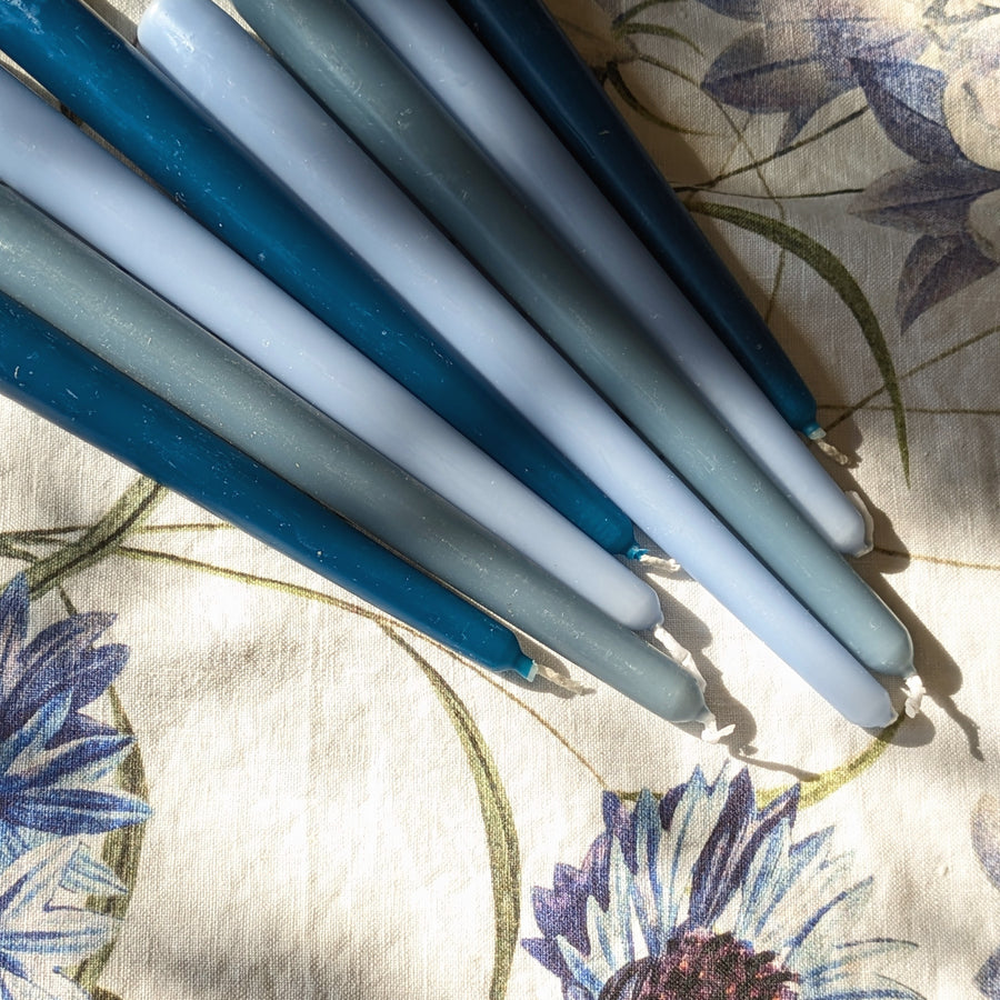 8 Tapered Dinner Candles | Blue Colour Mix - Thedanes.co.uk - Creative & Sustainable Living The Scandinavian Way