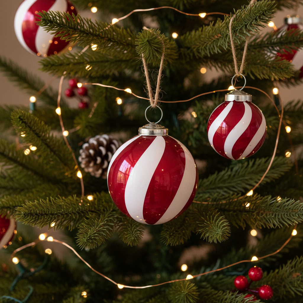 Red & White Candy Striped Glass Bauble | 2 Sizes - Thedanes.co.uk - Creative & Sustainable Living The Scandinavian Way